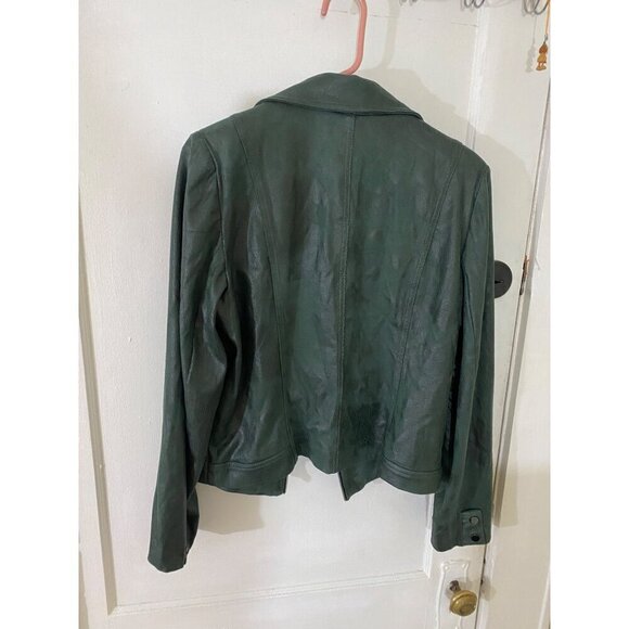 Lena Gabrielle Women's Green Faux Leather Open Front Blazer - 16 - Picture 5 of 12